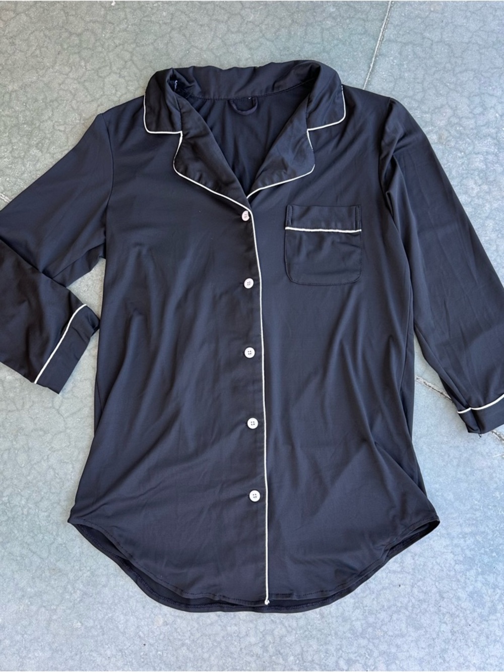 PJ Night Shirt (Black with White Trim Pajama Shirt)